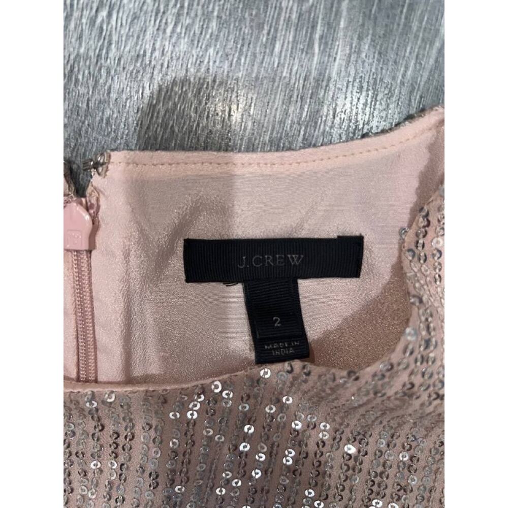 J.Crew Sequin party wedding prom preppy Mini Dress pink beige Sz 2 A006537 - Picture 3 of 9
